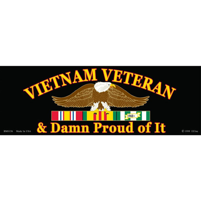 VIETNAM VETERAN AND PROUD BUMPER STICKER