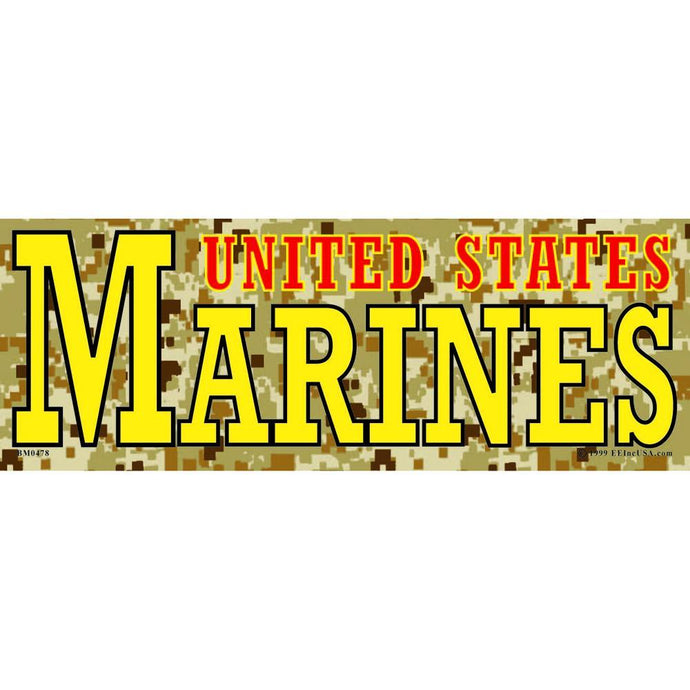 US MARINE CORPS, MARINES, CAMO BUMPER STICKER