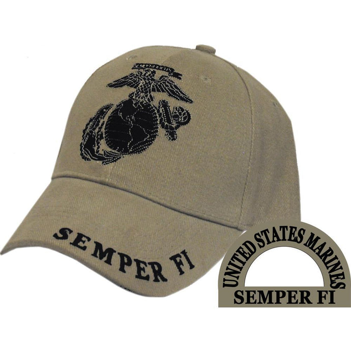 US MARINE CORPS, EGA, SUBDUED KHAKI HAT