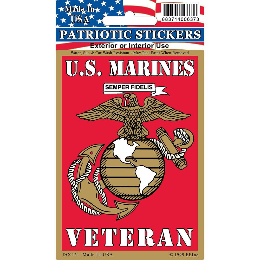 3 Inch US Marine Corps Veteran Sticker – Vinyl Decal For Car, Laptop, Window (USMC Licensed, Matte Finish)