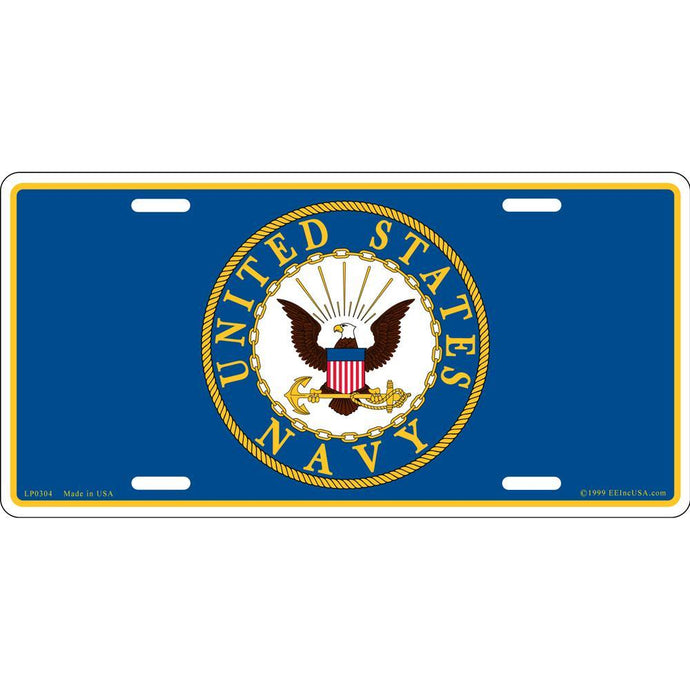 US NAVY LOGO, ROUND LICENSE PLATE