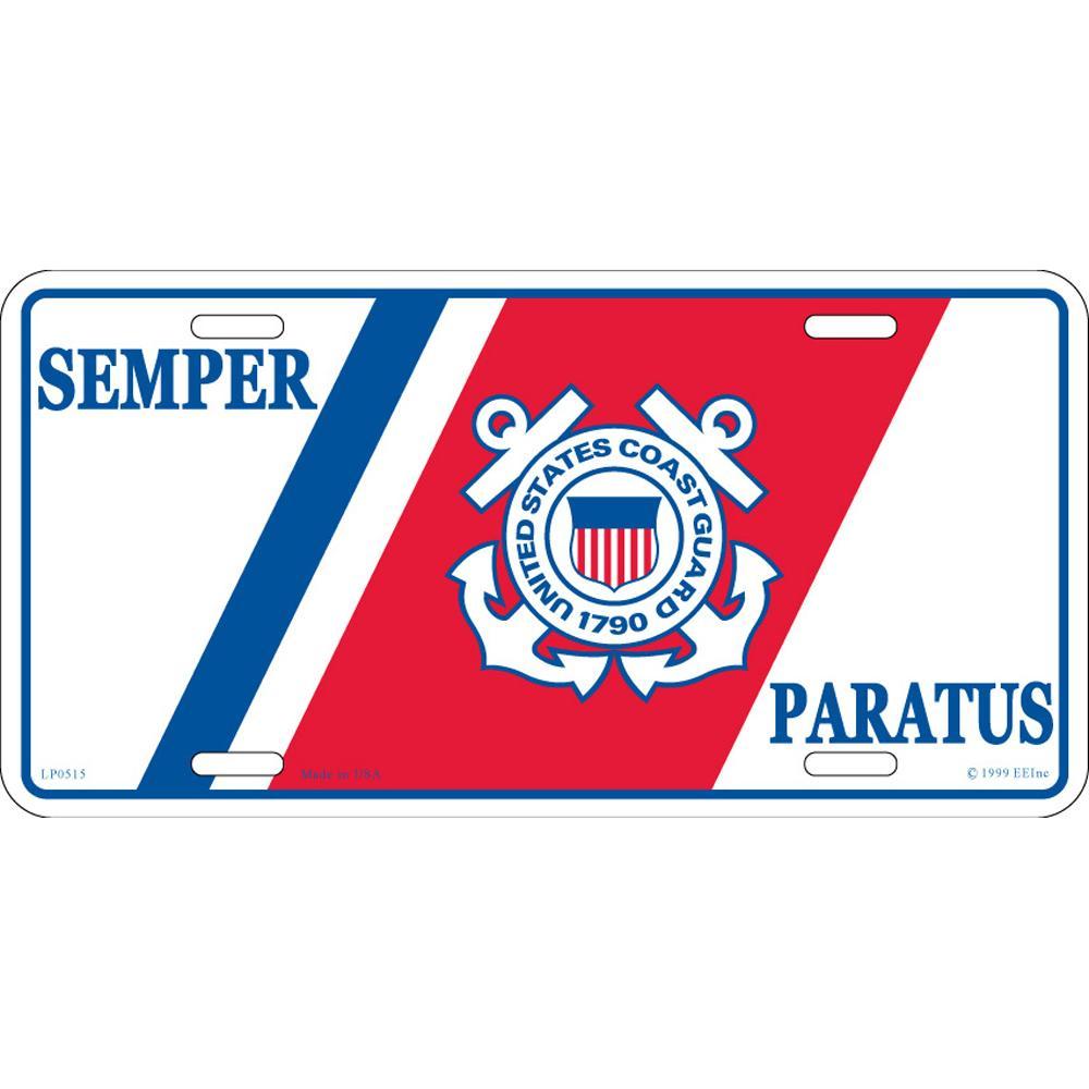 U.S. Coast Guard Retired License Plate Frame – Heavy Duty Chrome, Blue & Silver, Fits Front Or Rear