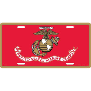 US MARINE CORPS LOGO, FLAG LICENSE PLATE