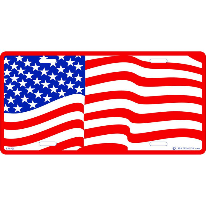 USA FLAG, WAVY LICENSE PLATE