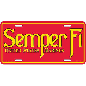 US MARINE CORPS, SEMPER FI LICENSE PLATE