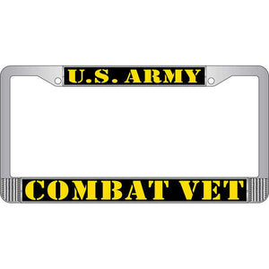 ARMY, COMBAT VETERAN CHROME LICENSE PLATE FRAME