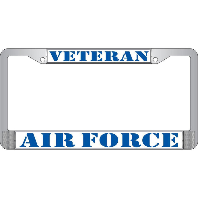 US AIR FORCE VETERAN CHROME LICENSE PLATE FRAME