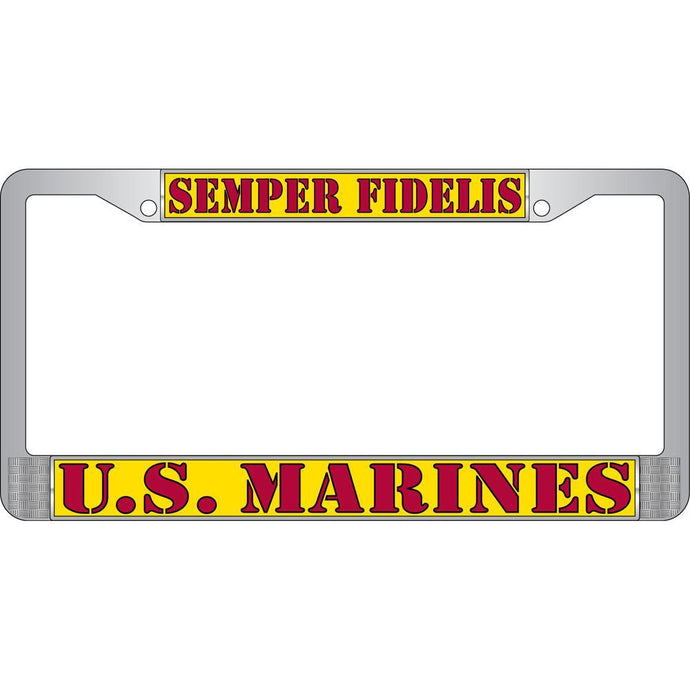 US MARINE CORPS, SEMPER FI CHROME LICENSE PLATE FRAME