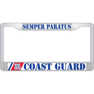 US COAST GUARD, SEMPER PARATUS CHROME LICENSE PLATE FRAME