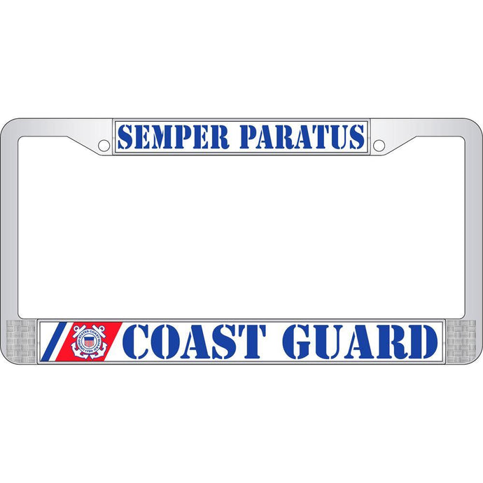 US COAST GUARD, SEMPER PARATUS CHROME LICENSE PLATE FRAME