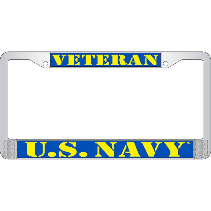 US NAVY VETERAN CHROME LICENSE PLATE FRAME