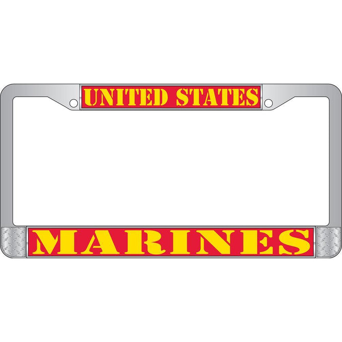 US MARINE CORPS CHROME LICENSE PLATE FRAME