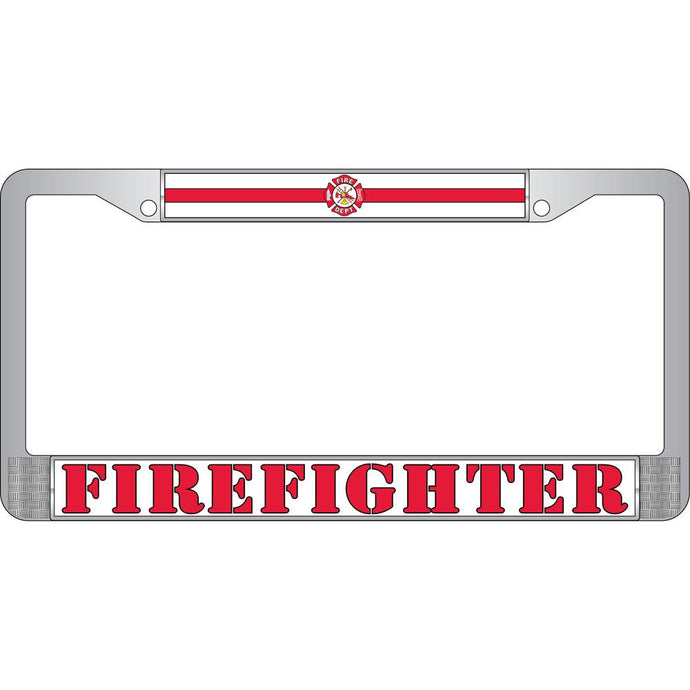 FIREFIGHTER CHROME LICENSE PLATE FRAME
