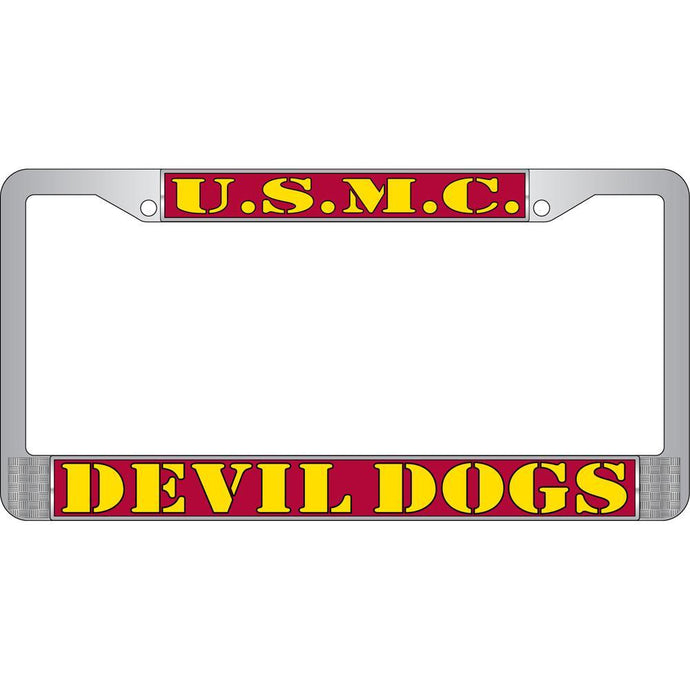US MARINE CORPS DEVIL DOGS CHROME LICENSE PLATE FRAME