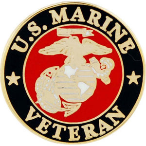 US MARINE CORPS LOGO, VETERAN HAT PIN