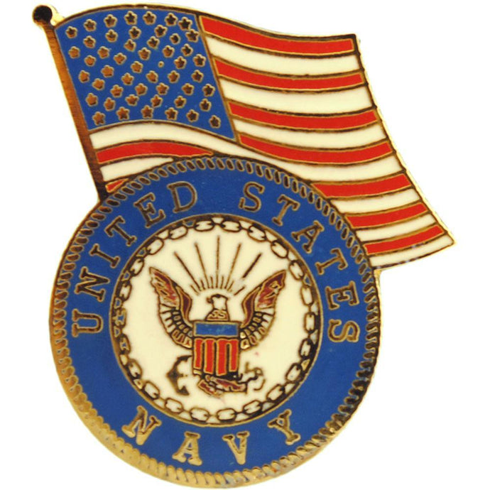 US NAVY LOGO, USA FLAG HAT PIN
