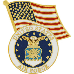 US AIR FORCE EMBLEM, USA FLAG HAT PIN