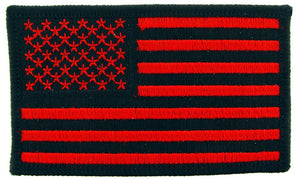 USA FLAG, RED AND BLACK PATCH