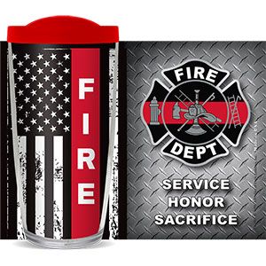FIRE DEPARTMENT RED LINE THERMAL 16oz CUP W/ LID – PATRIOTIC CENTRAL