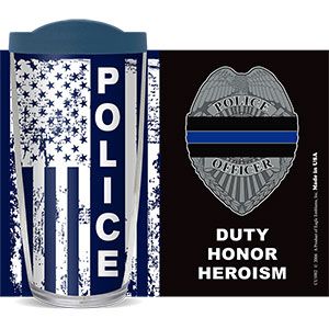 POLICE BLUE LINE THERMAL 16oz CUP W/ LID
