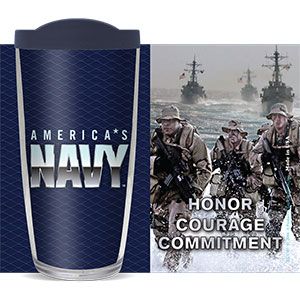 US NAVY HONOR & COURAGE THERMAL 16oz CUP W/ LID