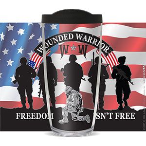 WOUNDED WARRIOR FREEDOM ISN'T FREE THERMAL 16oz CUP W/ LID